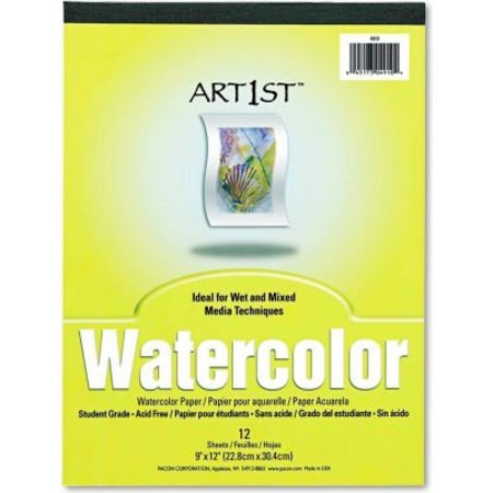 PACON CORPORATION Pacon® Artist Watercolor Paper Pad 4910, 9" x 12", White, 12 Sheets/Pad 4910